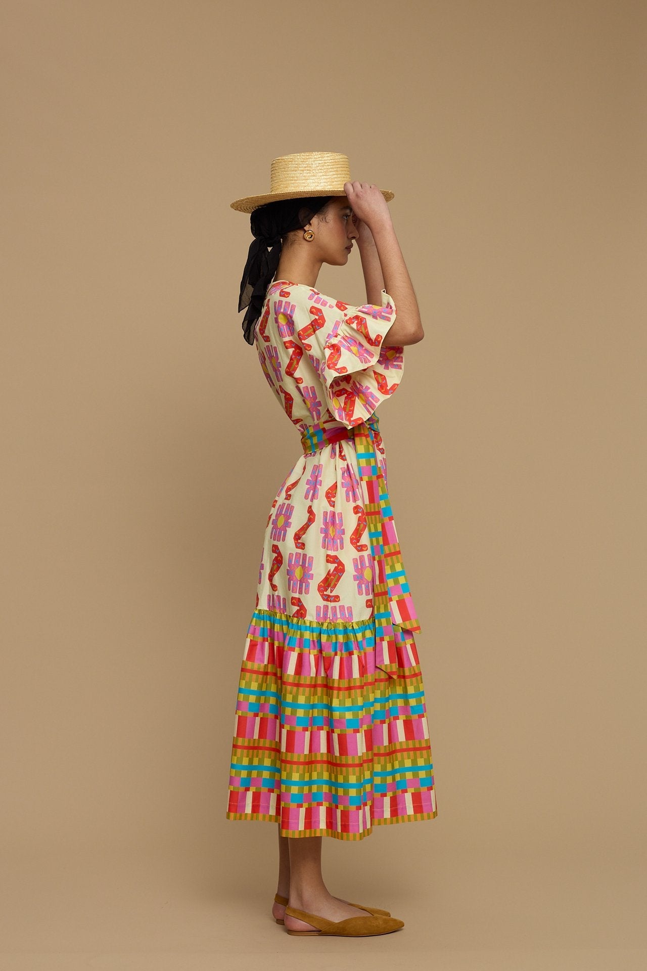 MAXI DRESS NAXOS (NAXOS CUSHION MULTI BEIGE PRINT)