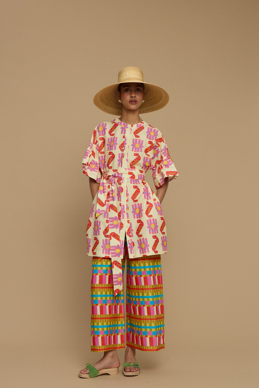 KIMONO FOLEGANDROS (NAXOS CUSHION MULTI BEIGE PRINT)