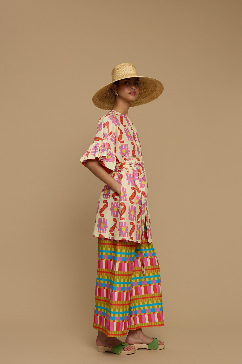 KIMONO FOLEGANDROS (NAXOS CUSHION MULTI BEIGE PRINT)