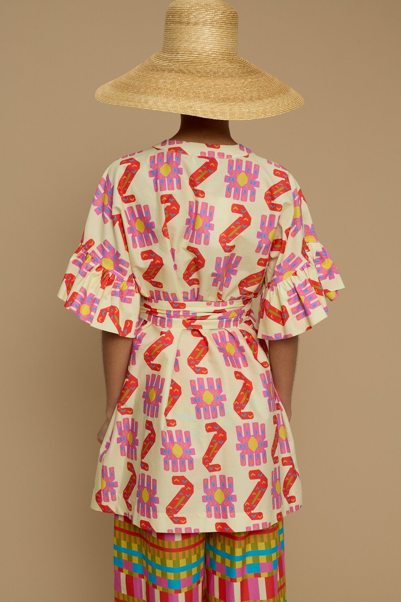 KIMONO FOLEGANDROS (NAXOS CUSHION MULTI BEIGE PRINT)