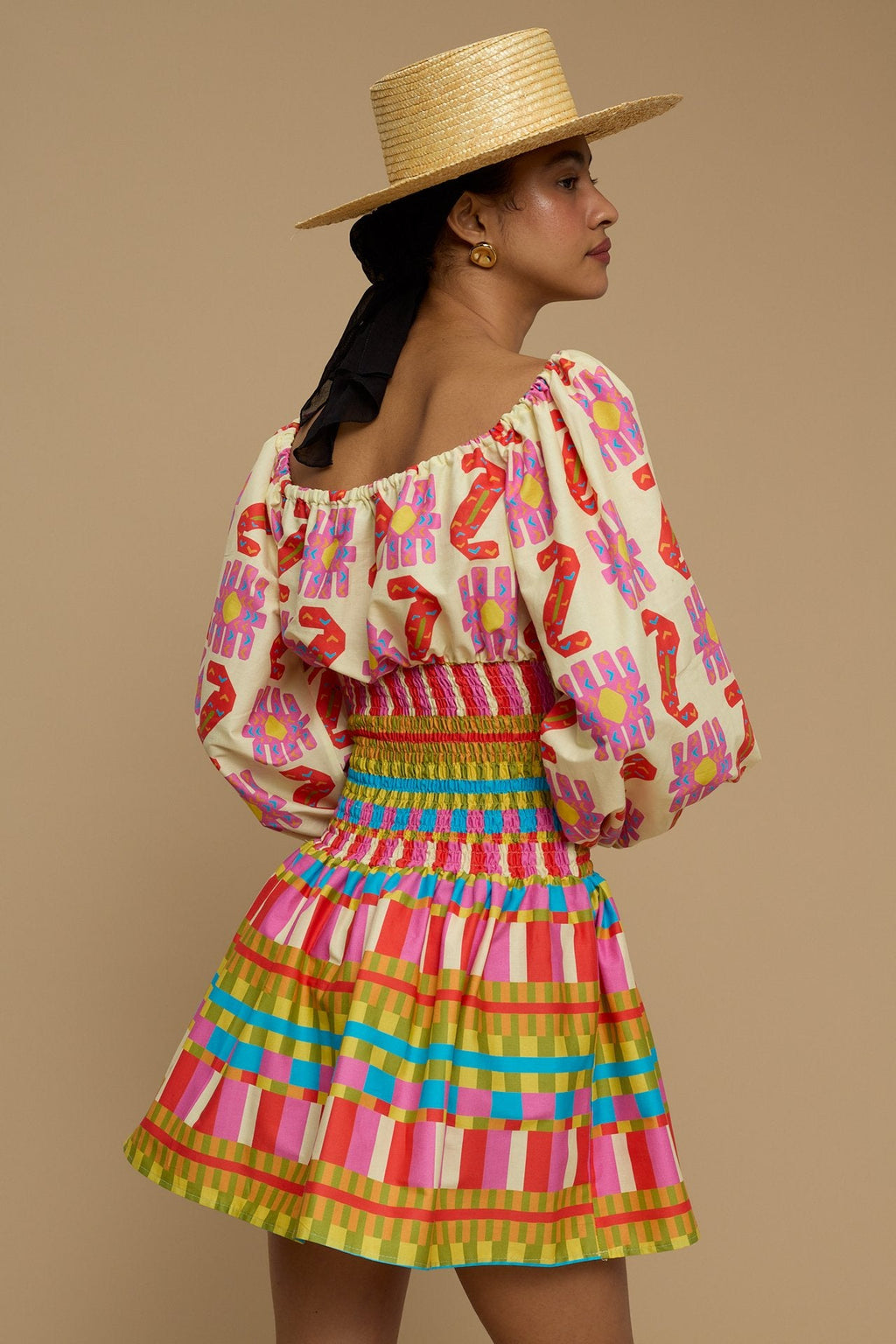 MINI DRESS KIMOLOS (NAXOS CUSHION MULTI BEIGE PRINT)