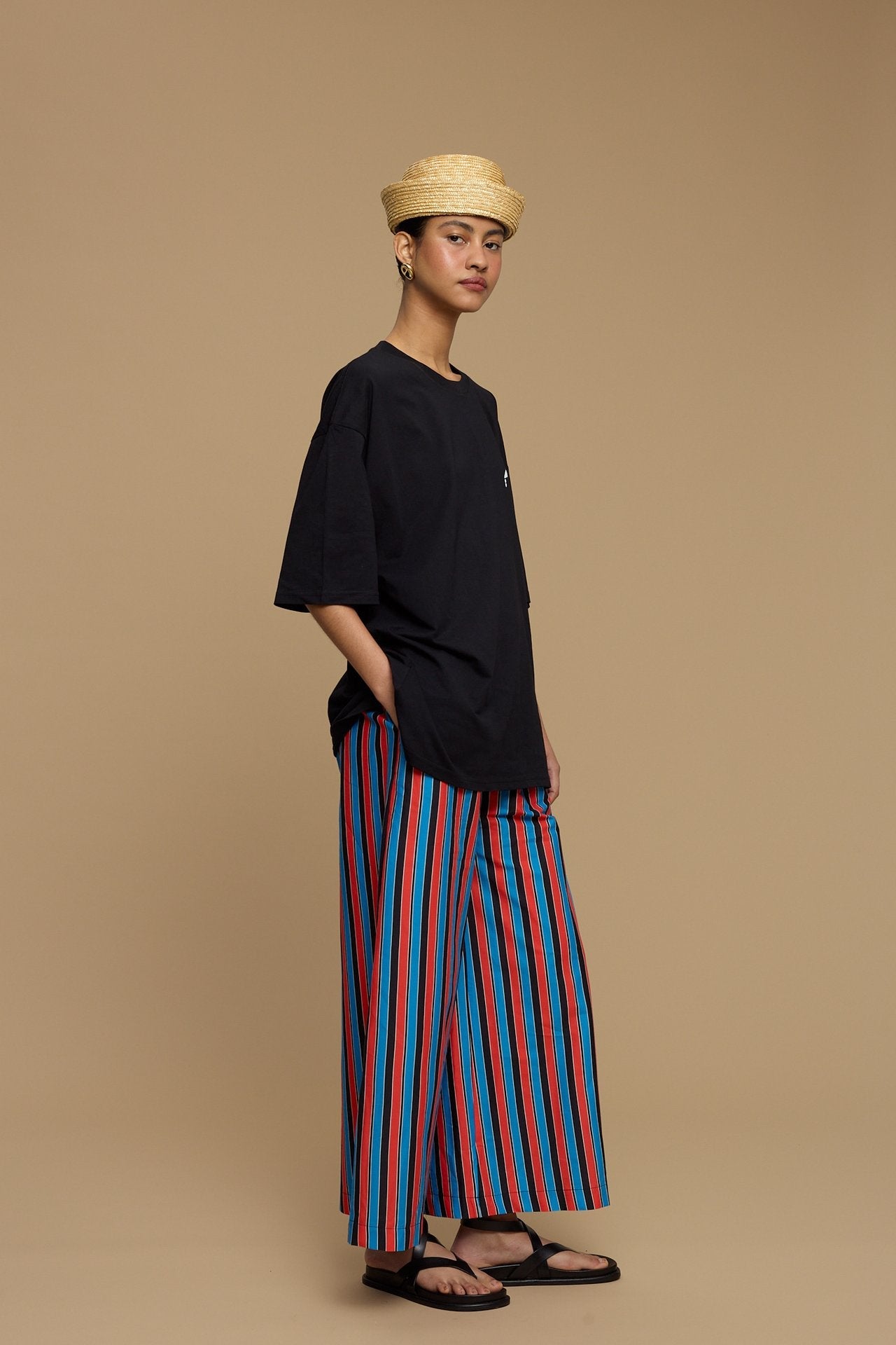 PANTS KOUFONISI (STRIPES BLACK/BLUE/RED)