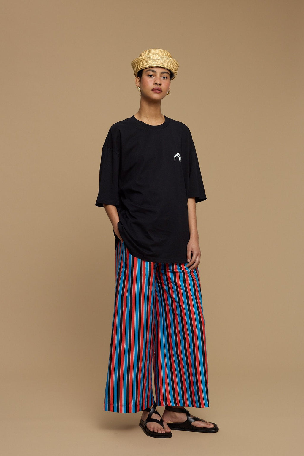PANTS KOUFONISI (STRIPES BLACK/BLUE/RED)