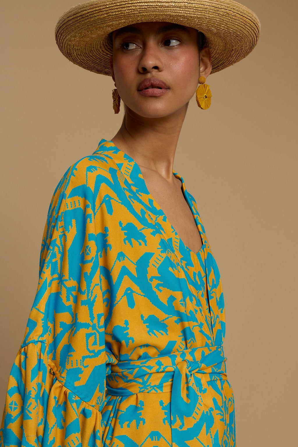KIMONO AMORGOS  (CYCLADES ORANGE/BLUE PRINT)