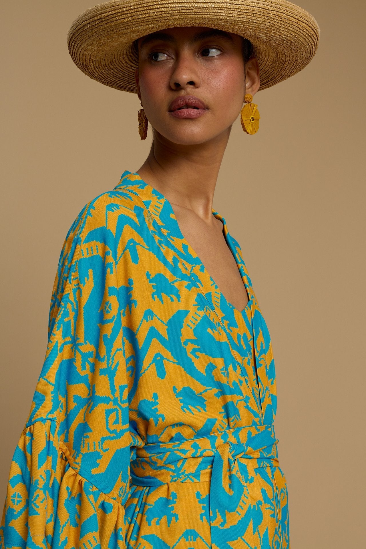 KIMONO AMORGOS  (CYCLADES ORANGE/BLUE PRINT)