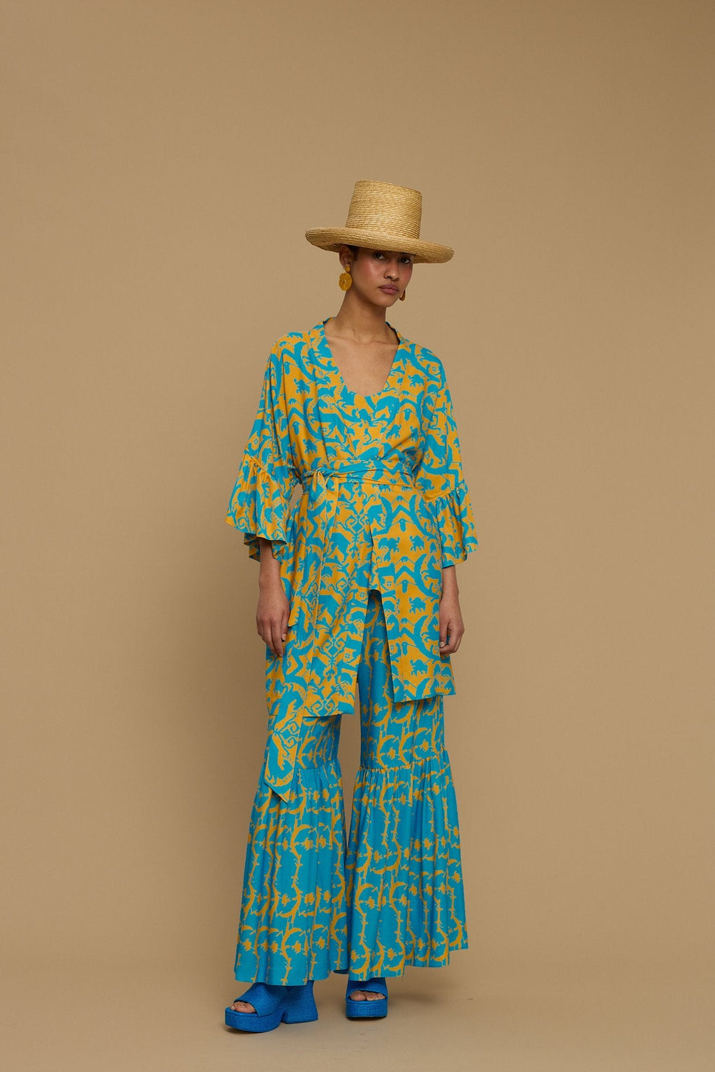 KIMONO AMORGOS  (CYCLADES ORANGE/BLUE PRINT)
