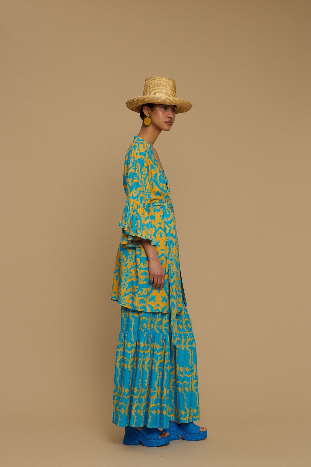 KIMONO AMORGOS  (CYCLADES ORANGE/BLUE PRINT)
