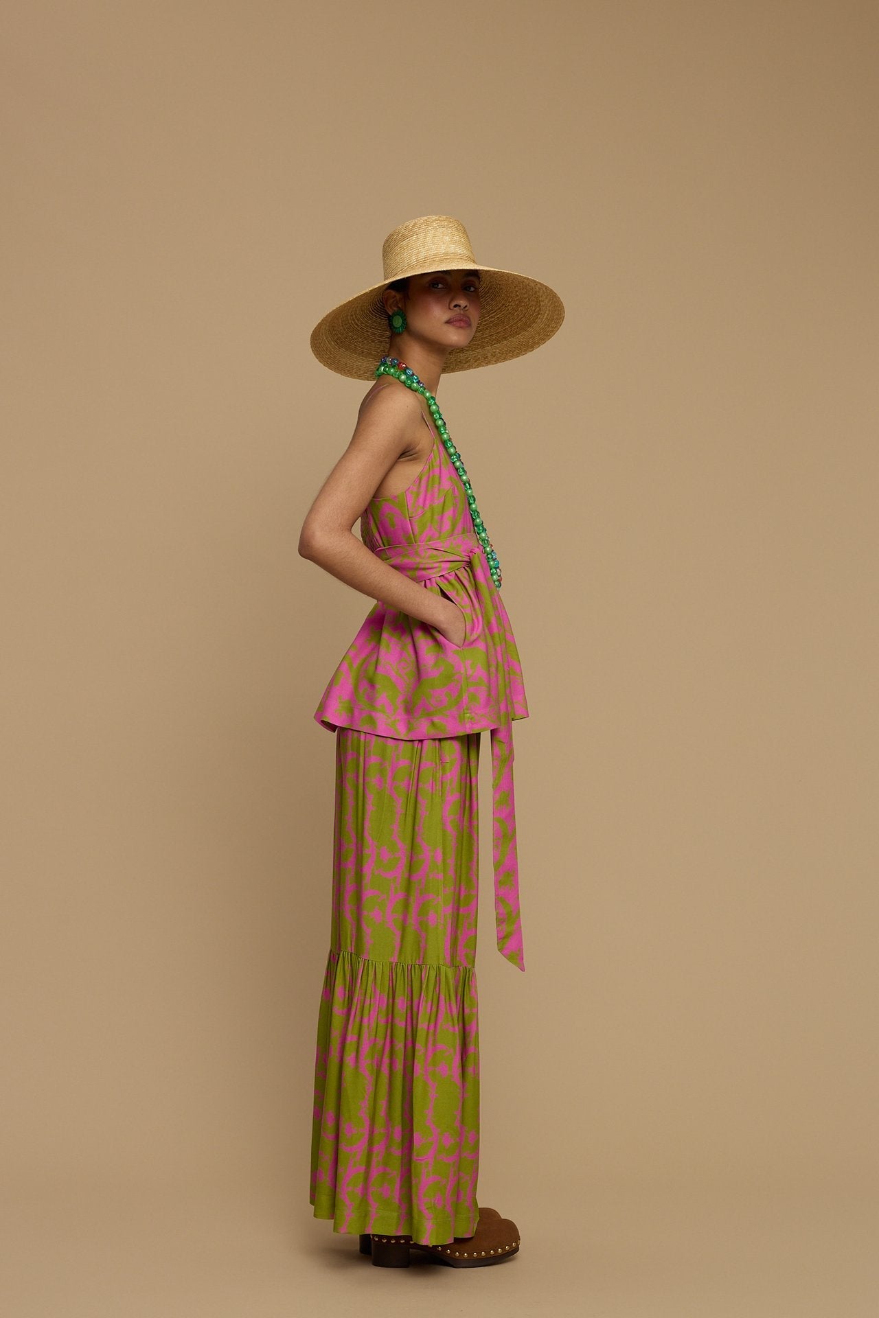TOP DONOUSA (CYCLADES GREEN/PINK PRINT)