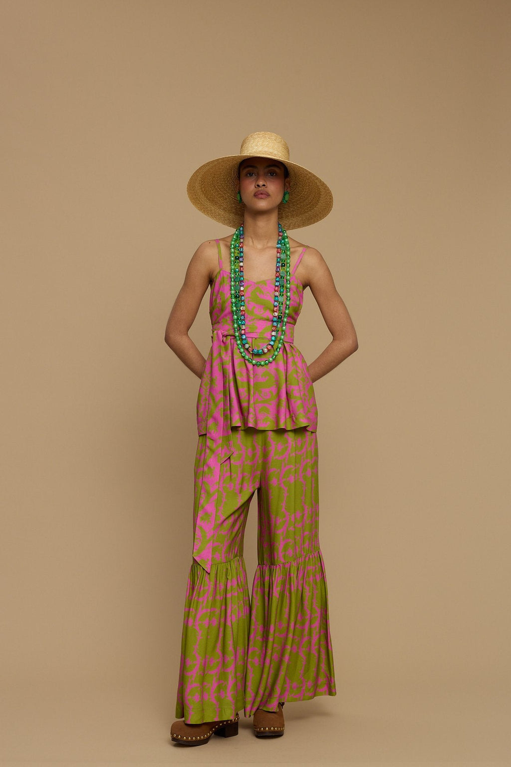 TOP DONOUSA (CYCLADES GREEN/PINK PRINT)