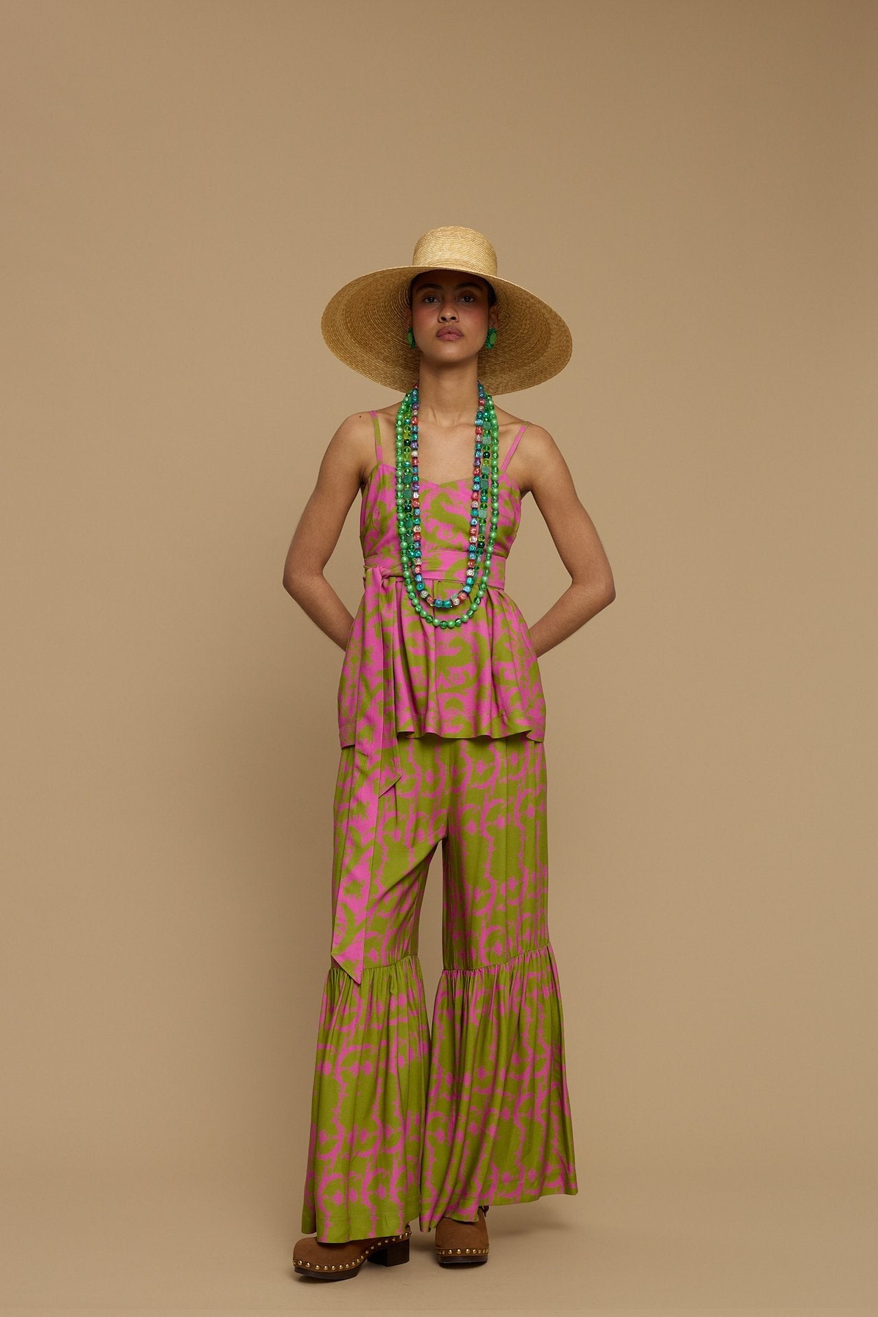 TOP DONOUSA (CYCLADES GREEN/PINK PRINT)