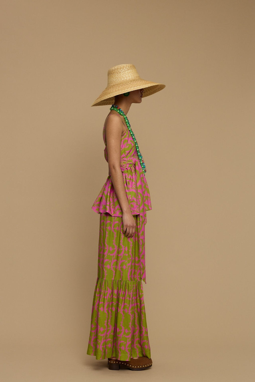 PANTS AMORGOS (CYCLADES  GREEN/PINK PRINT)