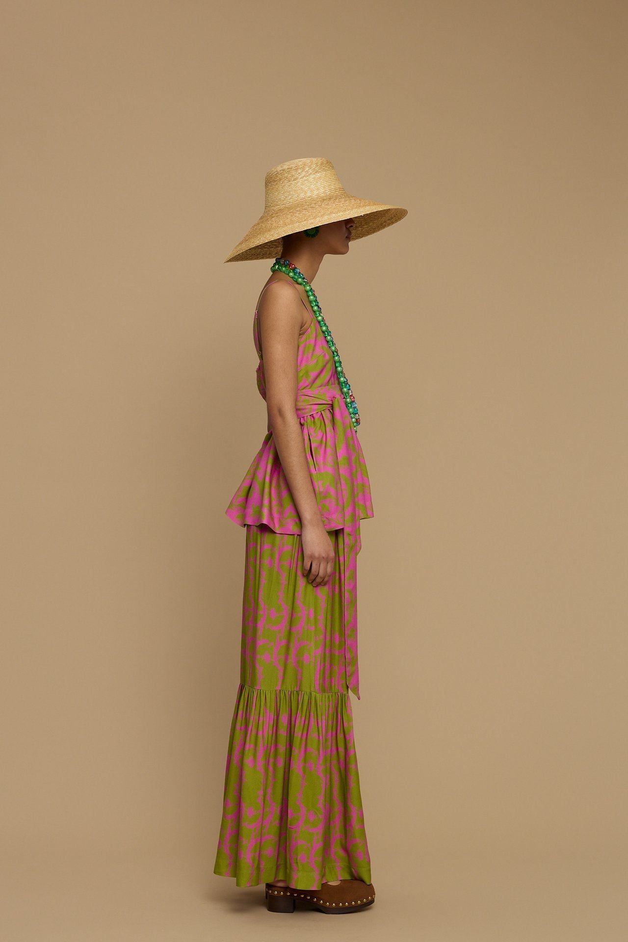 PANTS AMORGOS (CYCLADES  GREEN/PINK PRINT)