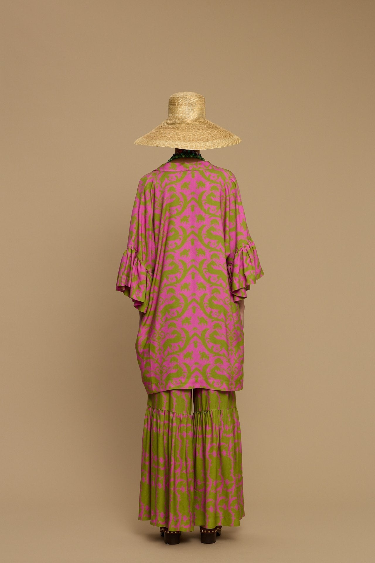 KIMONO AMORGOS  (CYCLADES GREEN/PINK PRINT)