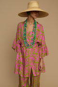 KIMONO AMORGOS  (CYCLADES GREEN/PINK PRINT)