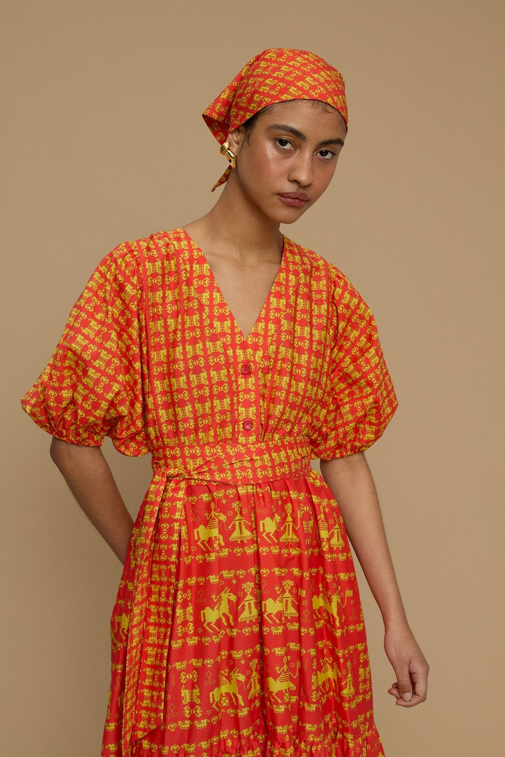 MAXI DRESS SANTORINI (ANAFI RED PRINT)