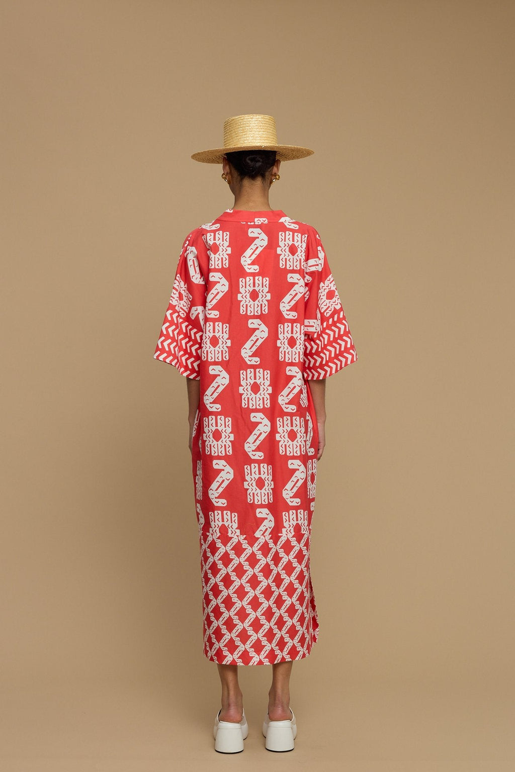 KIMONO POLIAIGOS (NAXOS CUSHION RED & WHITE PRINT)