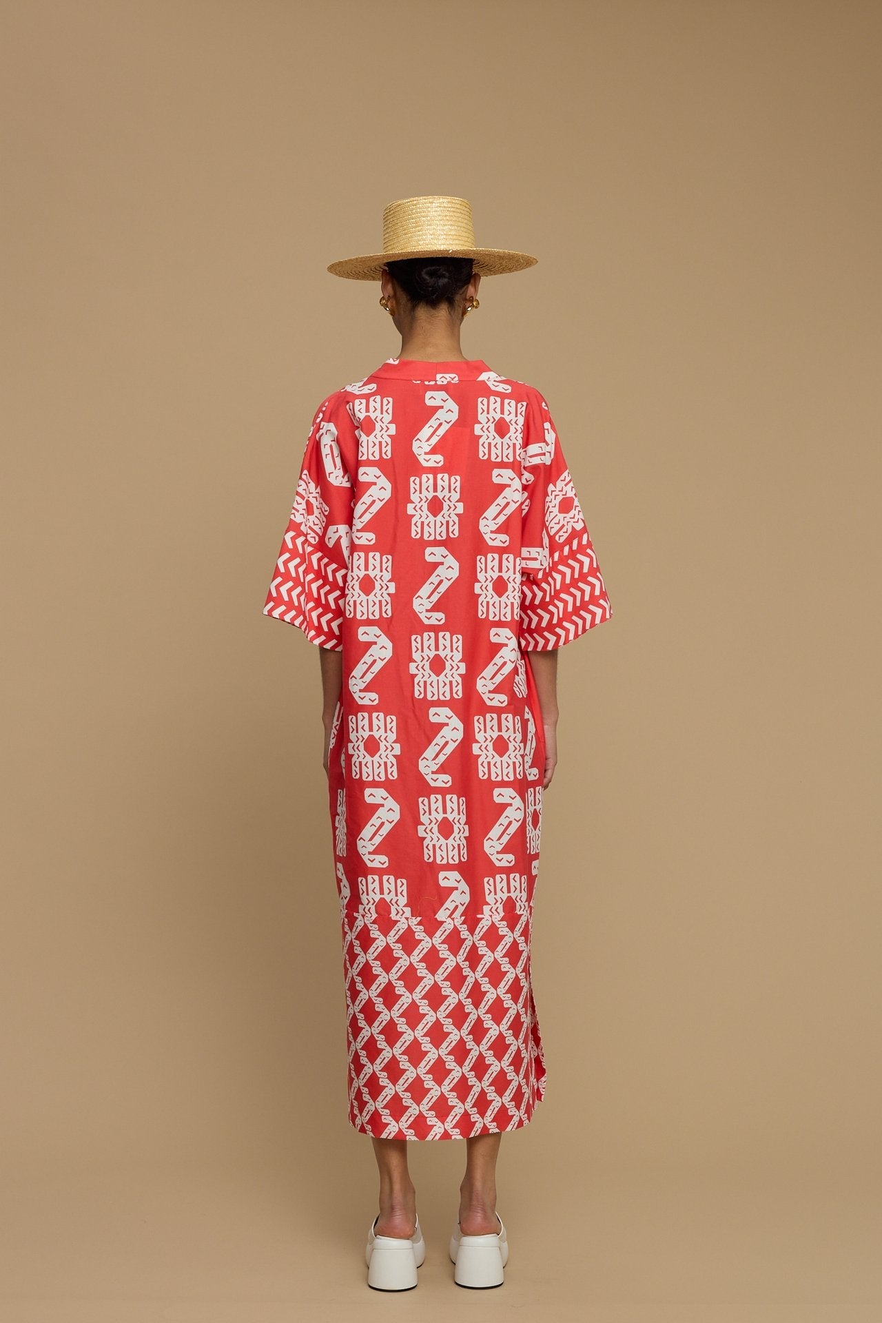 KIMONO POLIAIGOS (NAXOS CUSHION RED & WHITE PRINT)