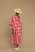 KIMONO POLIAIGOS (NAXOS CUSHION RED & WHITE PRINT)