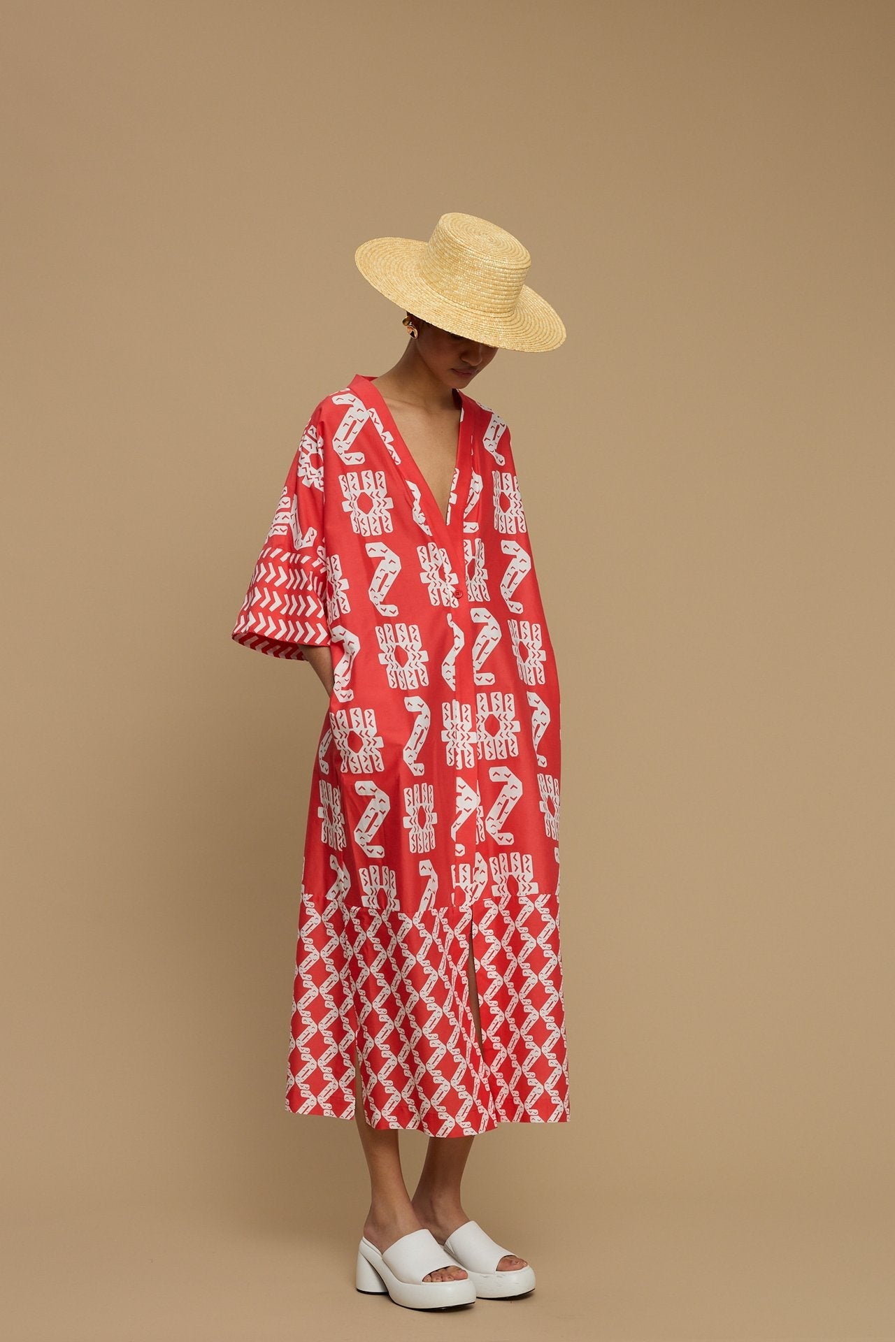 KIMONO POLIAIGOS (NAXOS CUSHION RED & WHITE PRINT)