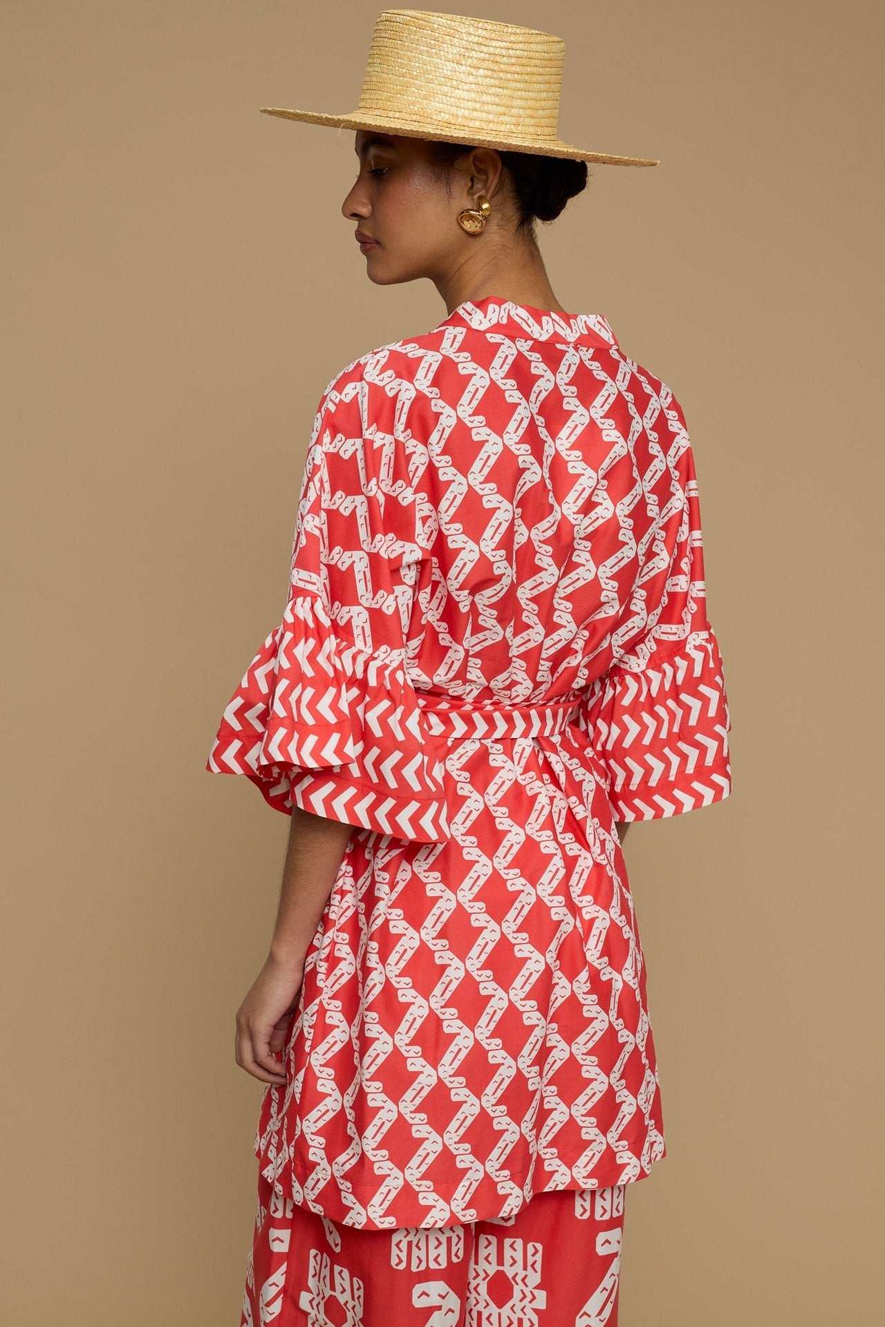 KIMONO AMORGOS (NAXOS CUSHION RED&WHITE PRINT)