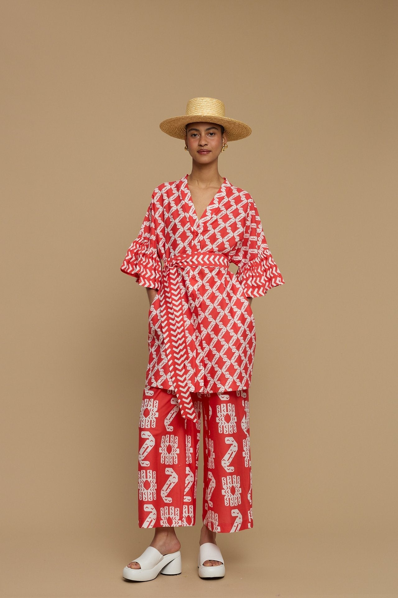 KIMONO AMORGOS (NAXOS CUSHION RED&WHITE PRINT)