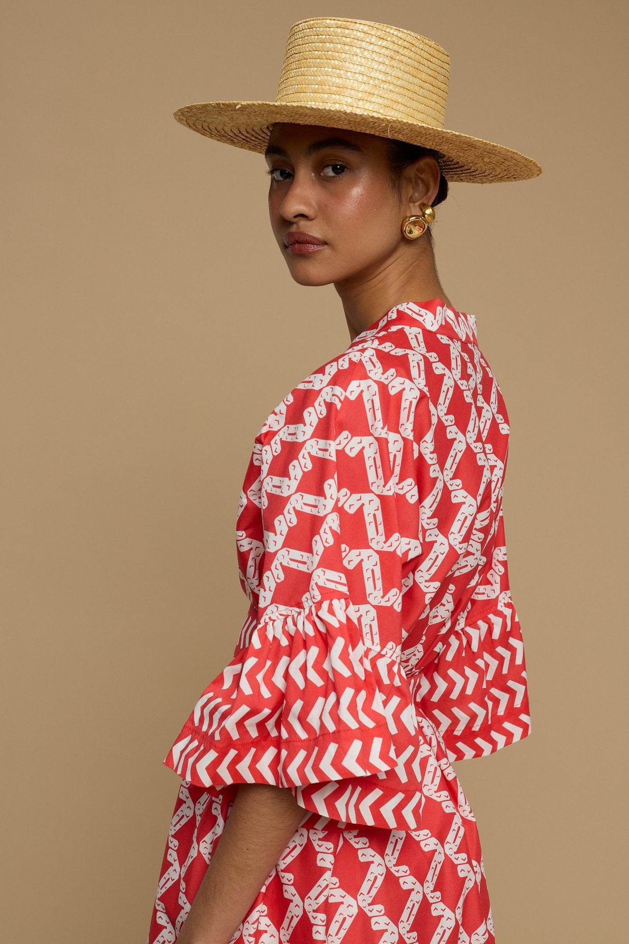 KIMONO AMORGOS (NAXOS CUSHION RED&WHITE PRINT)