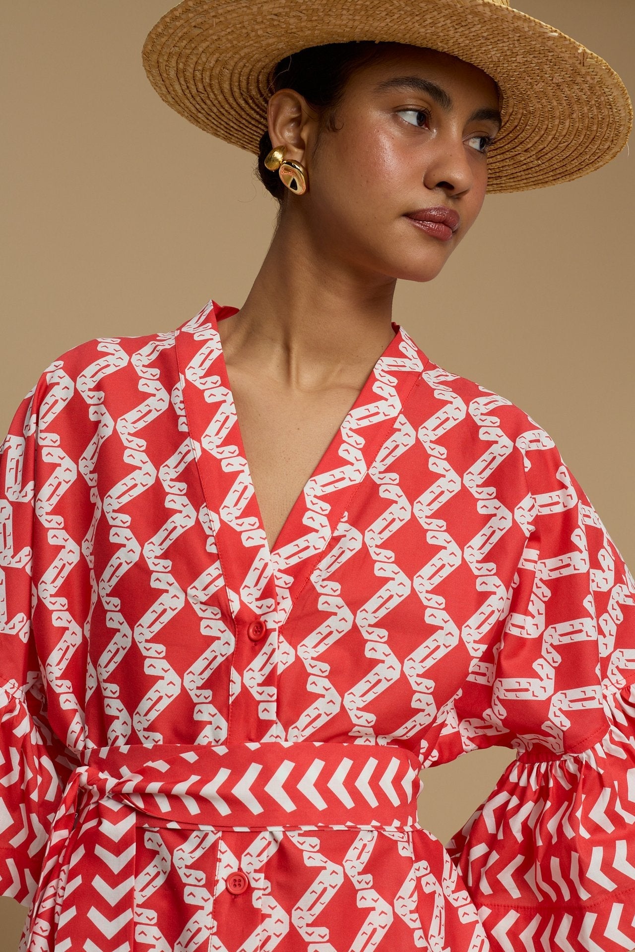 KIMONO AMORGOS (NAXOS CUSHION RED&WHITE PRINT)