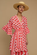 KIMONO AMORGOS (NAXOS CUSHION RED&WHITE PRINT)