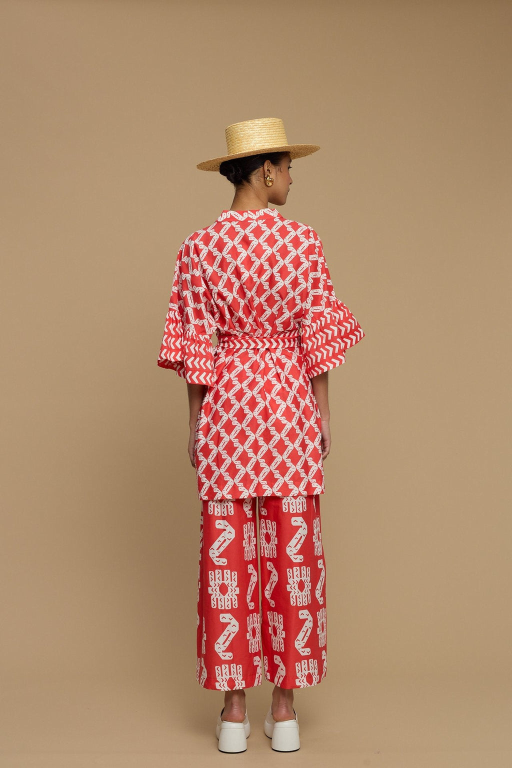 PANTS KOUFONISI (NAXOS CUSHION RED & WHITE PRINT)