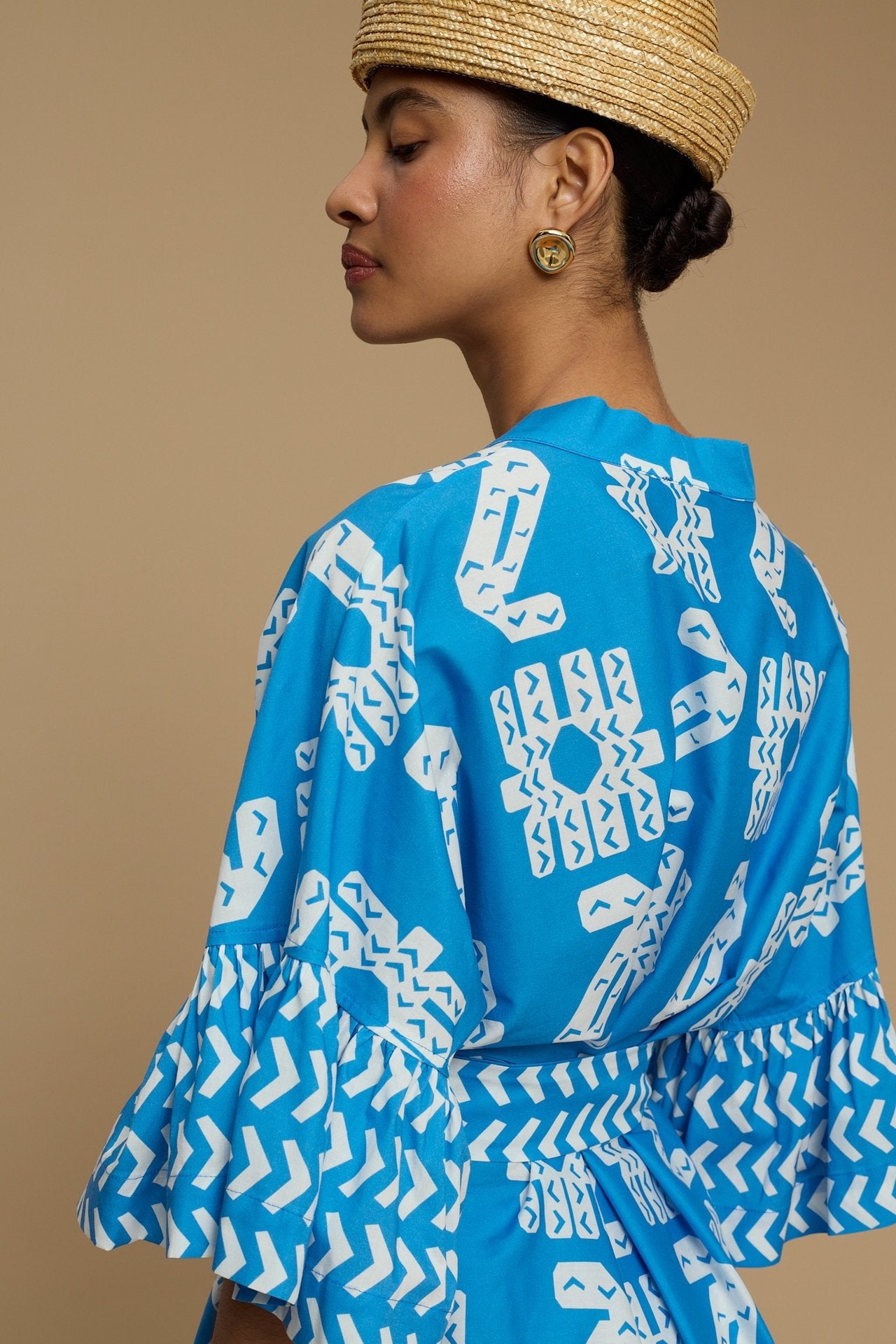 KIMONO AMORGOS (NAXOS CUSHION BLUE&WHITE PRINT)