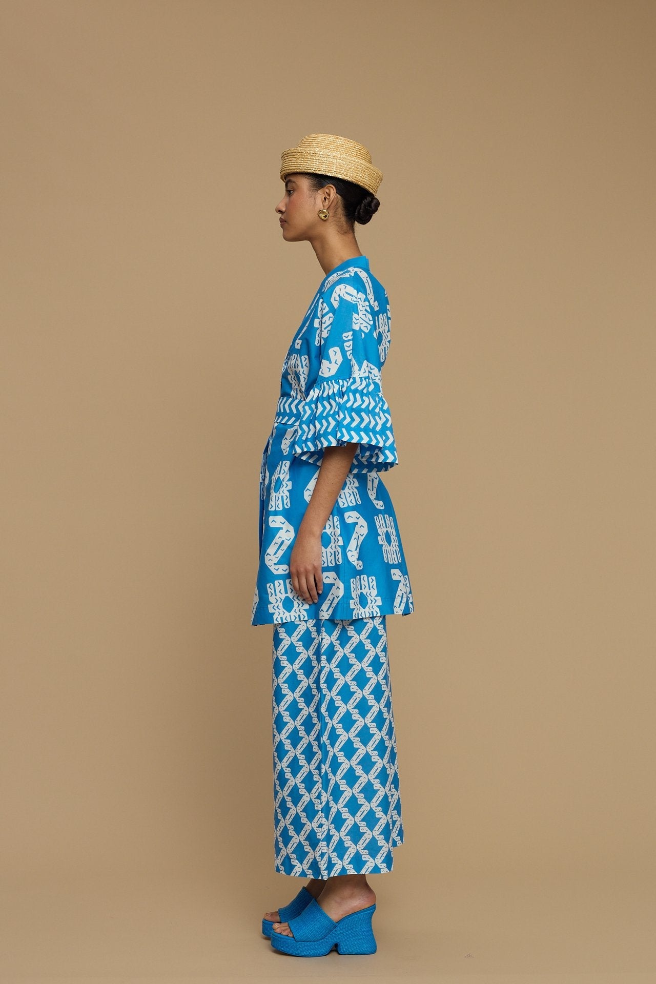 KIMONO AMORGOS (NAXOS CUSHION BLUE&WHITE PRINT)