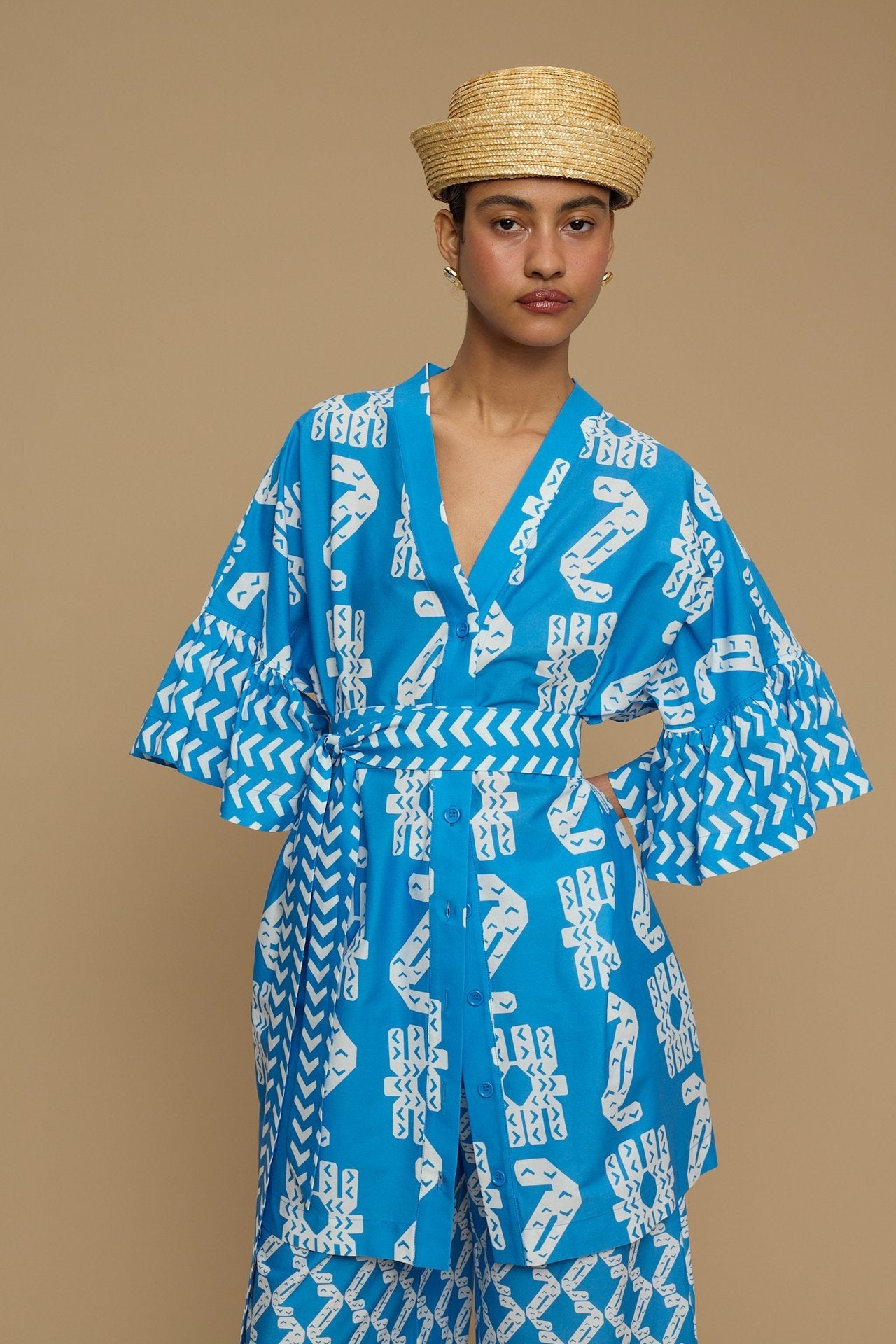 KIMONO AMORGOS (NAXOS CUSHION BLUE&WHITE PRINT)