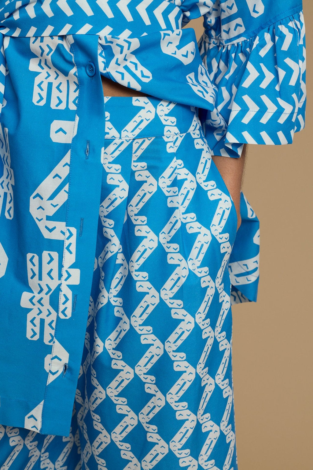 PANTS KOUFONISI (NAXOS CUSHION BLUE & WHITE PRINT)