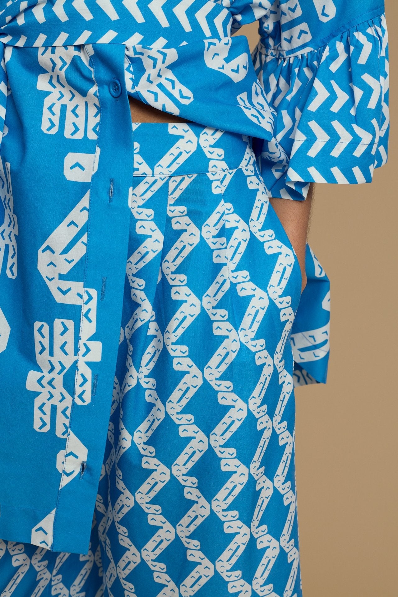 PANTS KOUFONISI (NAXOS CUSHION BLUE & WHITE PRINT)