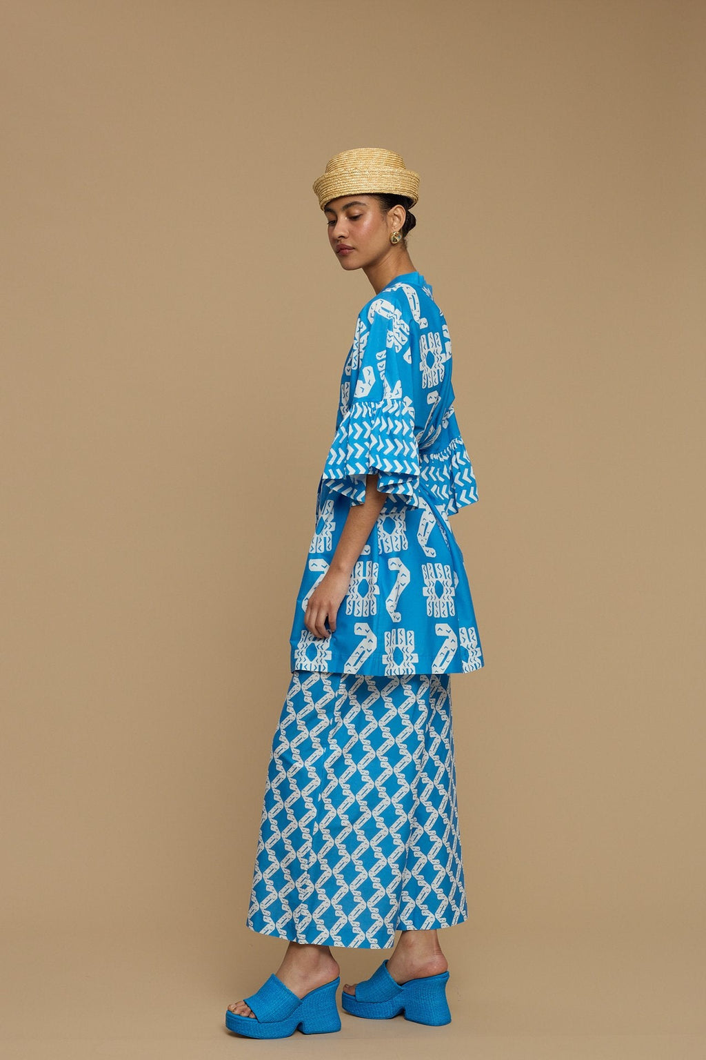 PANTS KOUFONISI (NAXOS CUSHION BLUE & WHITE PRINT)