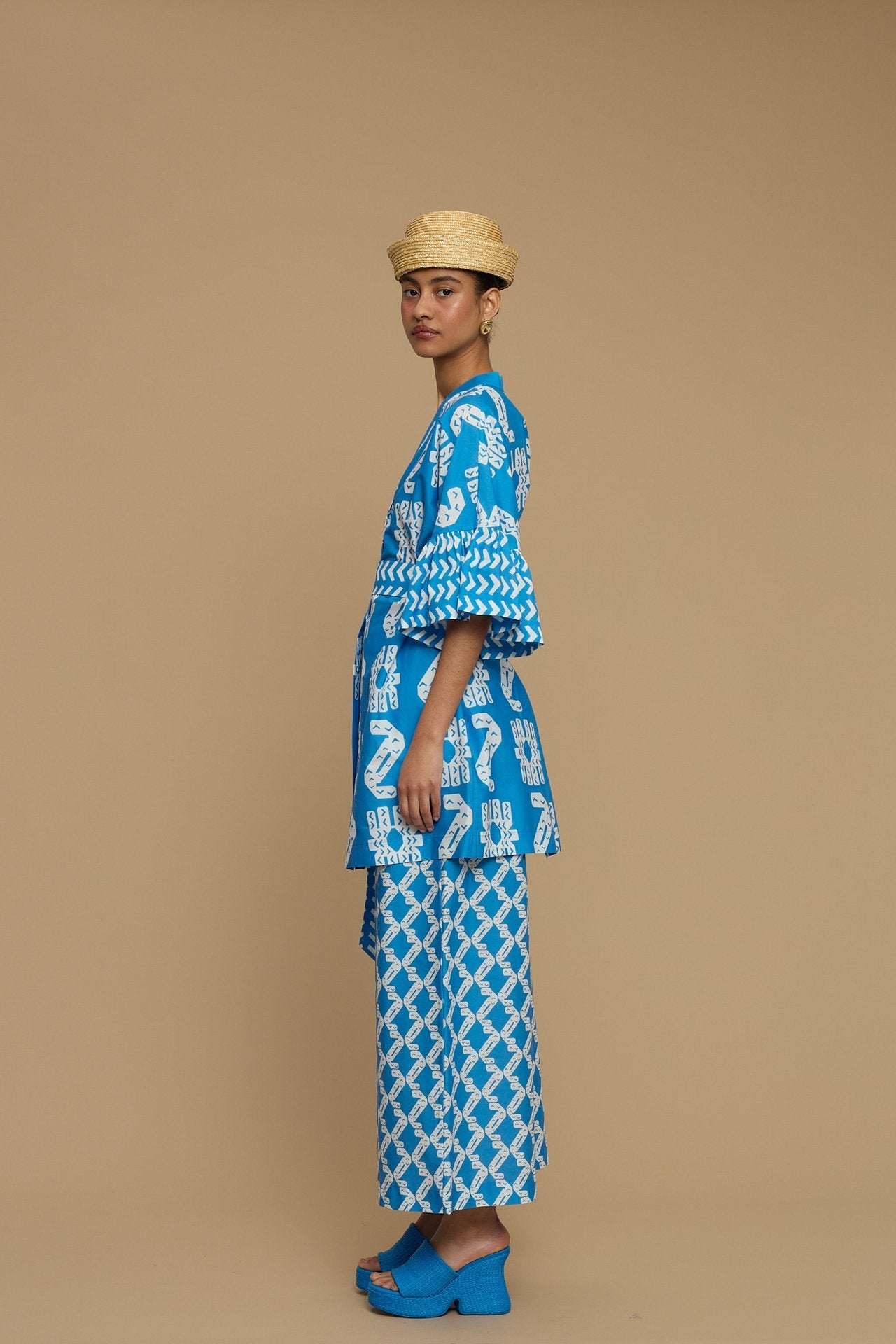 PANTS KOUFONISI (NAXOS CUSHION BLUE & WHITE PRINT)