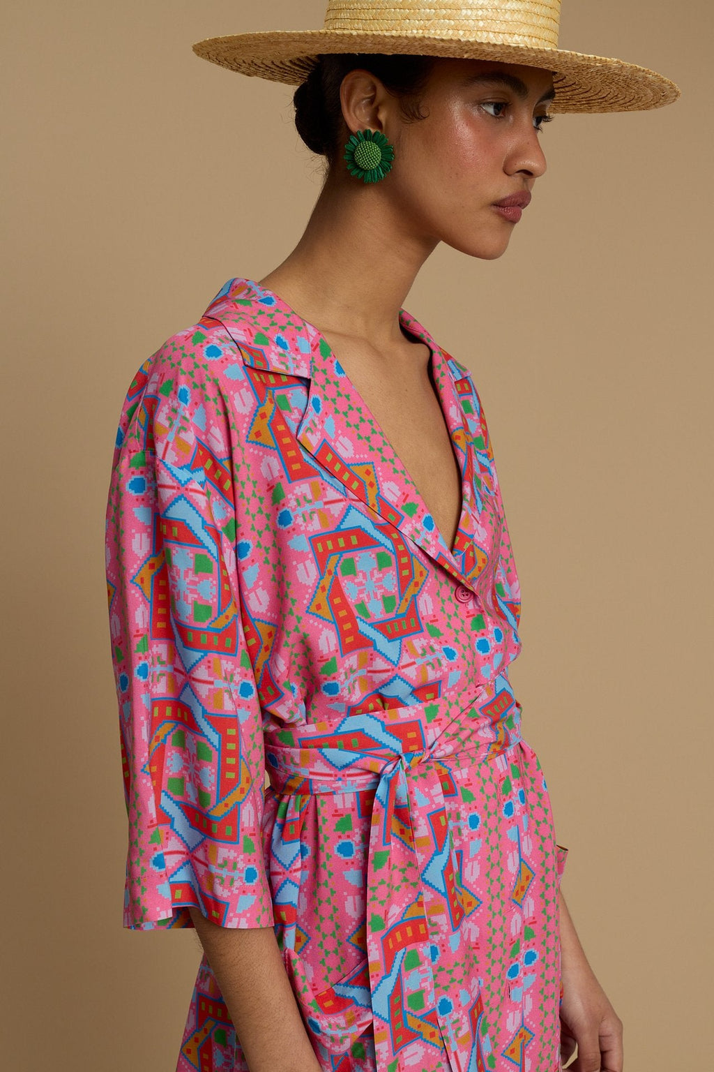 SHIRT KOUFONISI (AMORGOS RECTANGULAR PINK PRINT)