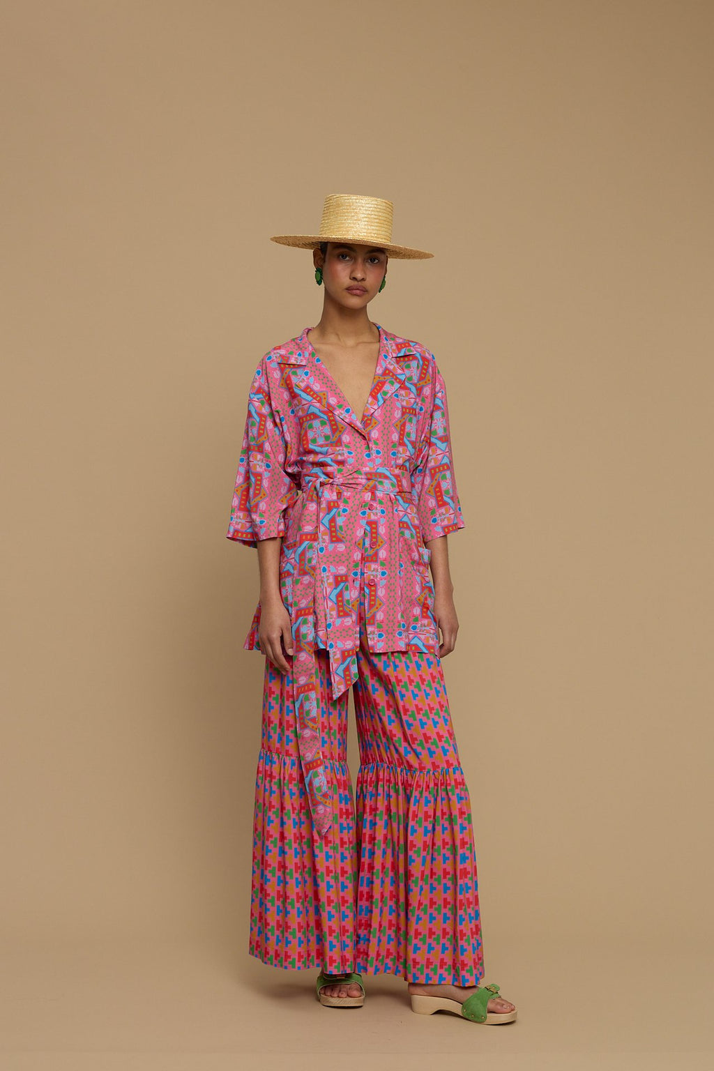 PANTS AMORGOS (AMORGOS RECTANGULAR PINK PRINT)