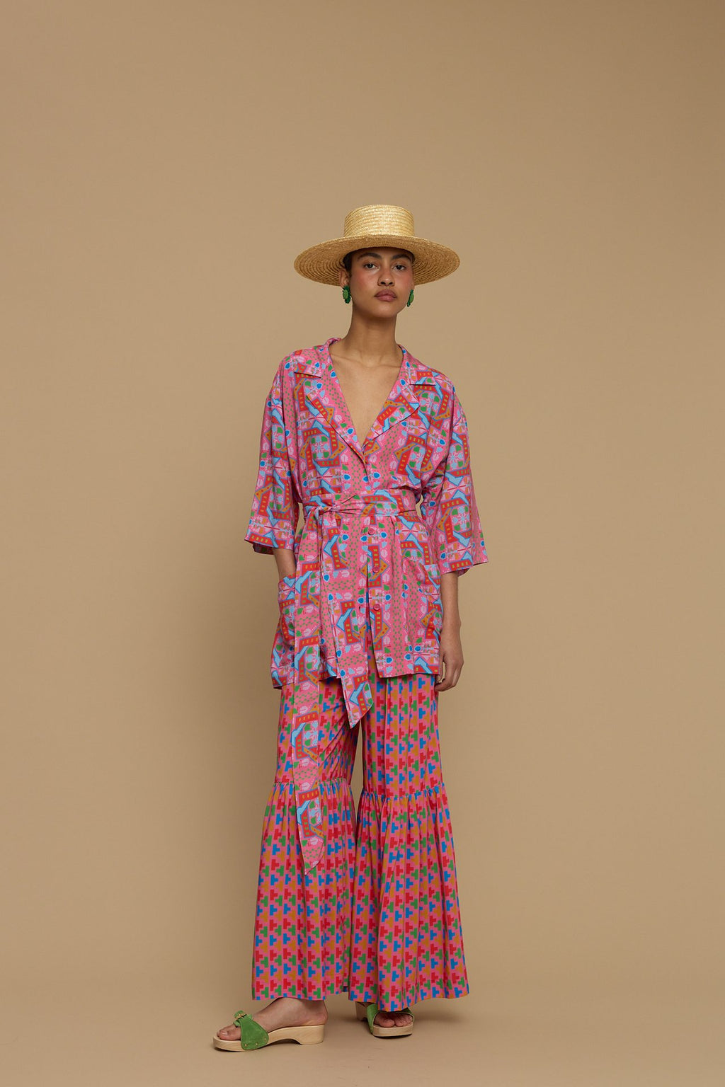 PANTS AMORGOS (AMORGOS RECTANGULAR PINK PRINT)