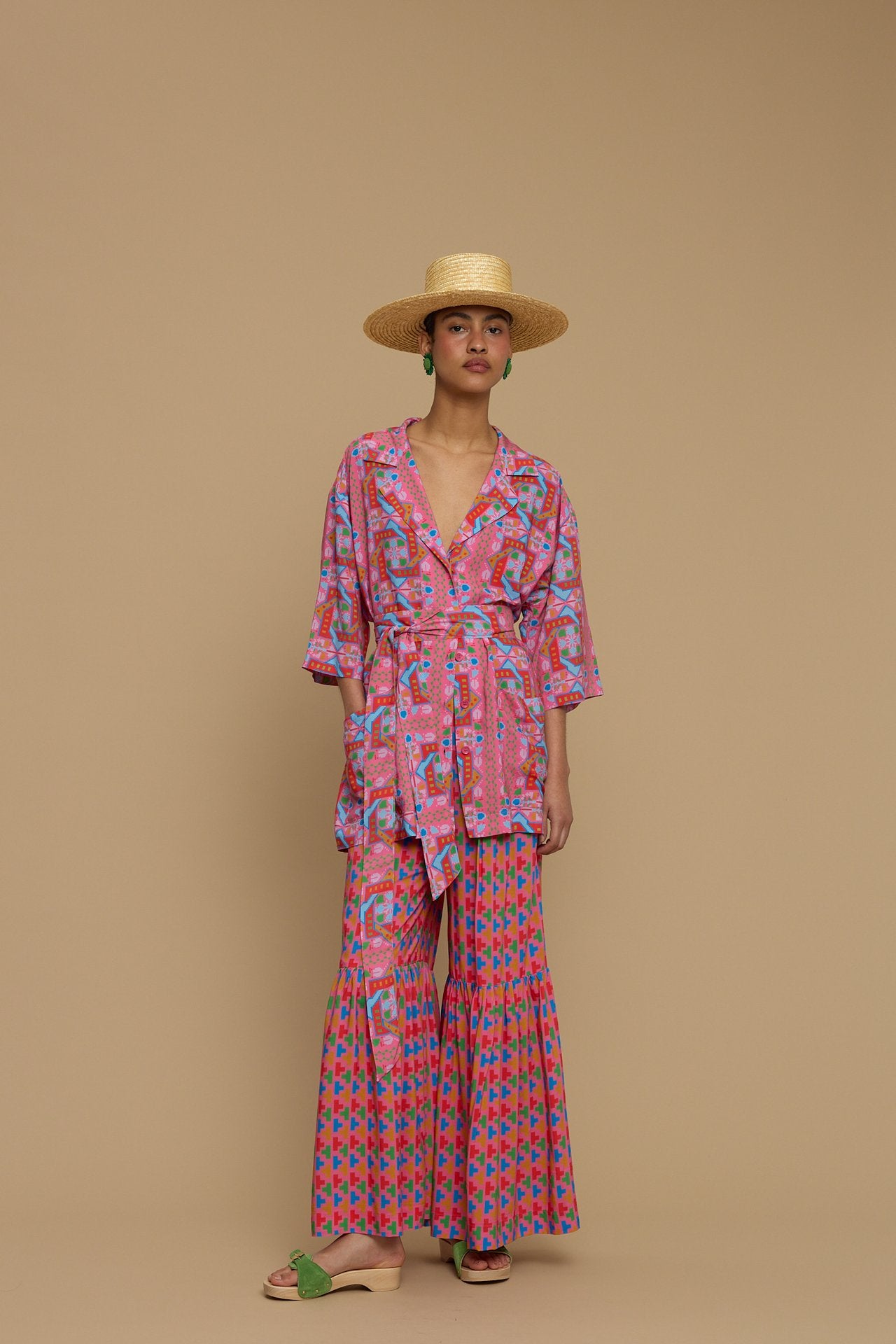 PANTS AMORGOS (AMORGOS RECTANGULAR PINK PRINT)