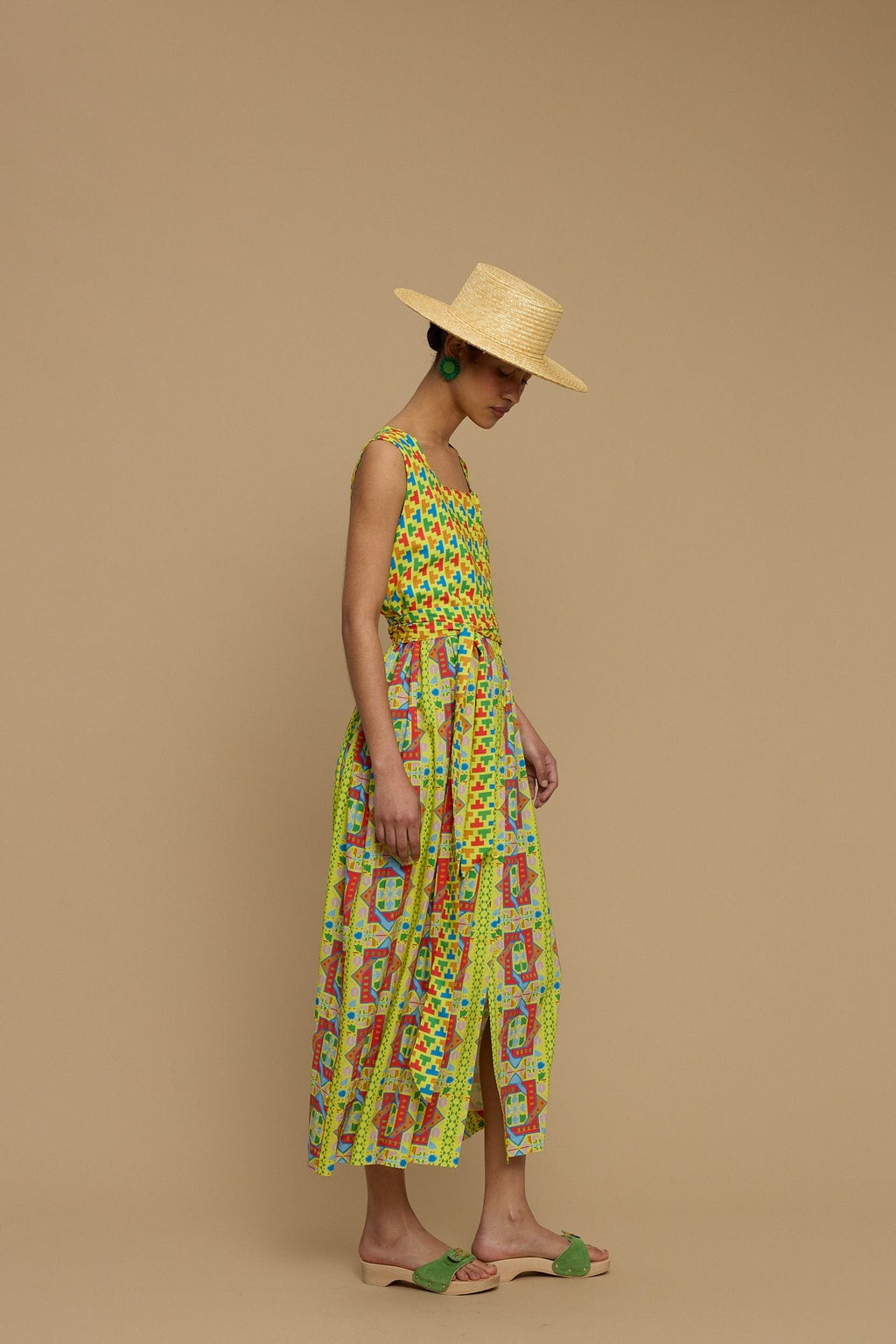 MAXI DRESS SYROS (AMORGOS RECTANGULAR YELLOW PRINT)