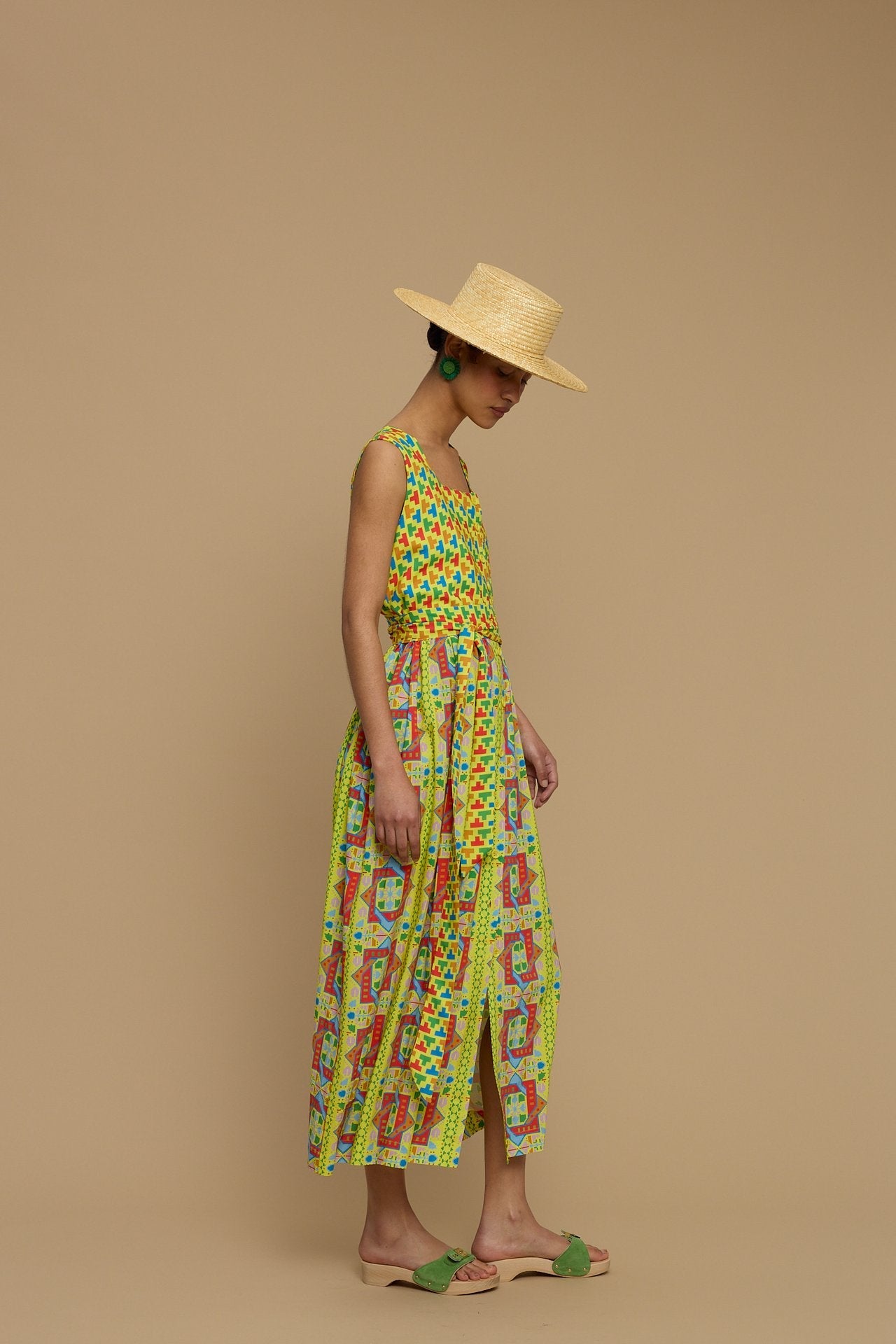 MAXI DRESS SYROS (AMORGOS RECTANGULAR YELLOW PRINT)