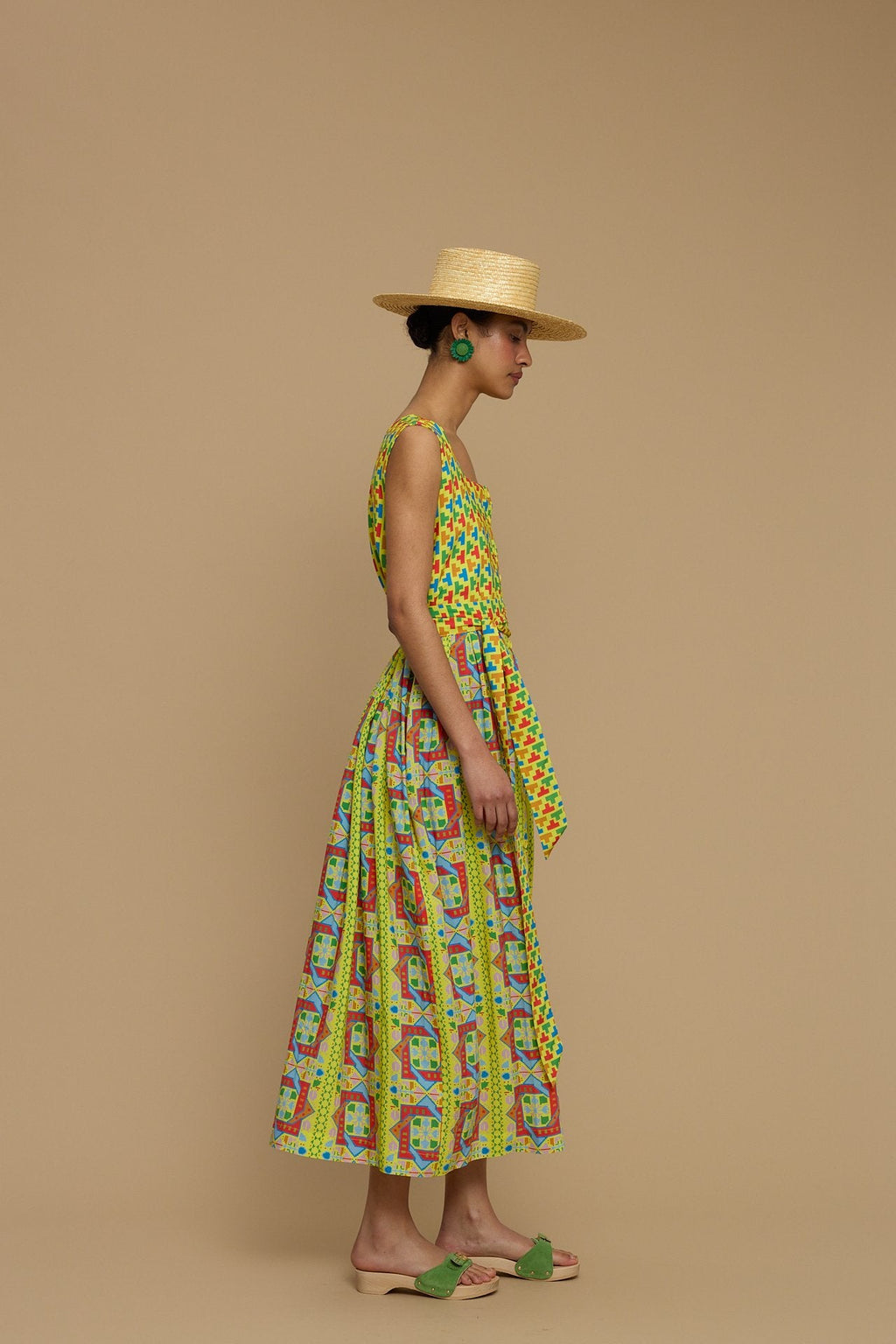 MAXI DRESS SYROS (AMORGOS RECTANGULAR YELLOW PRINT)
