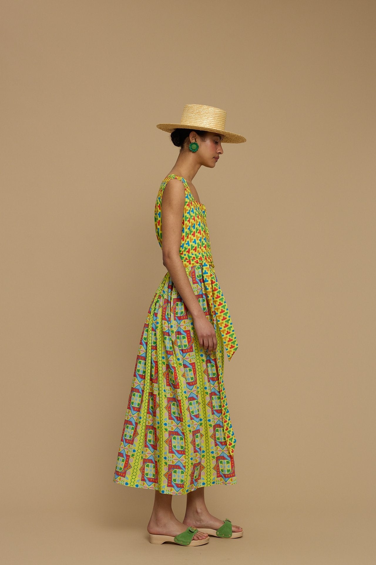 MAXI DRESS SYROS (AMORGOS RECTANGULAR YELLOW PRINT)
