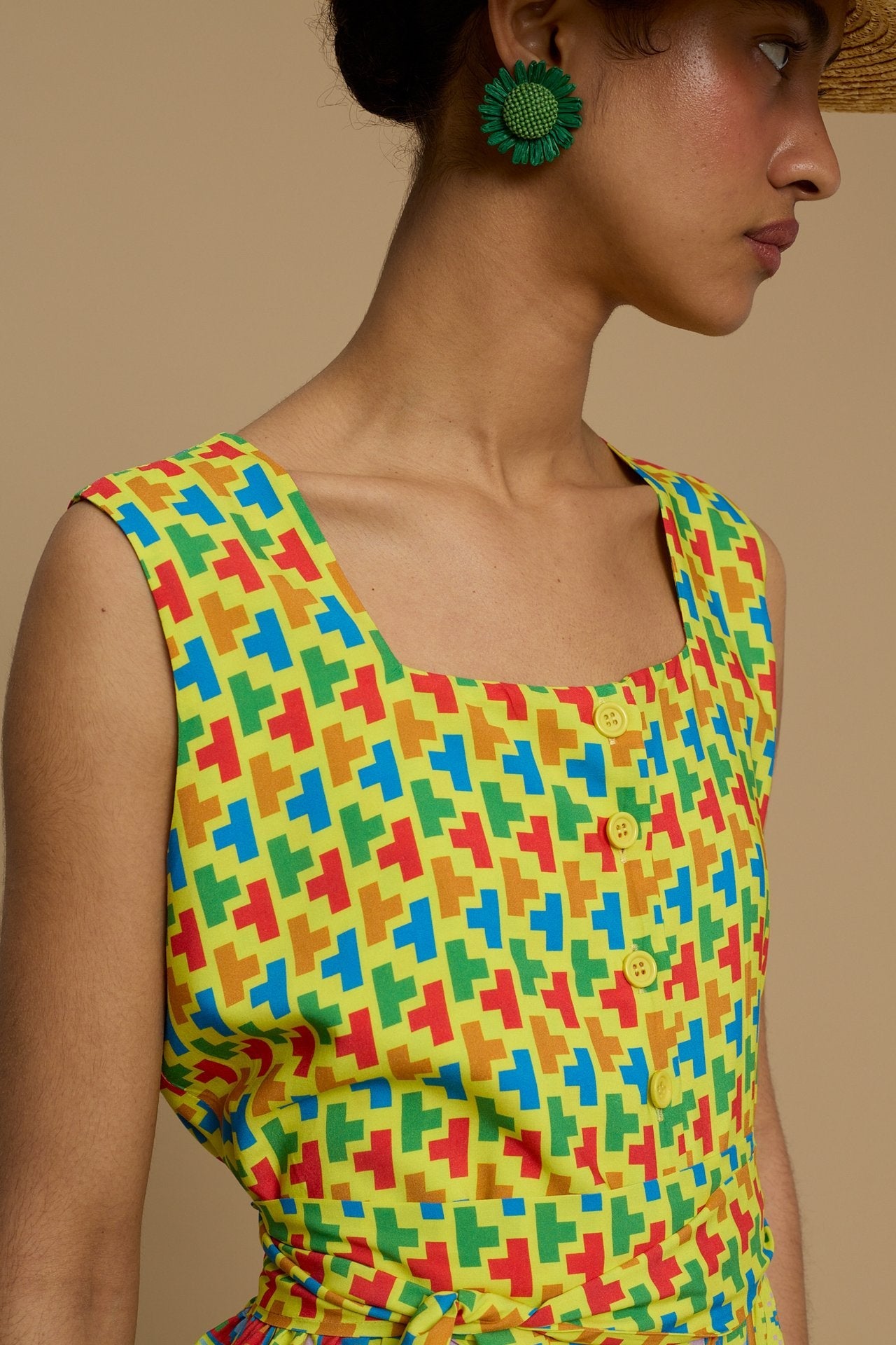 MAXI DRESS SYROS (AMORGOS RECTANGULAR YELLOW PRINT)