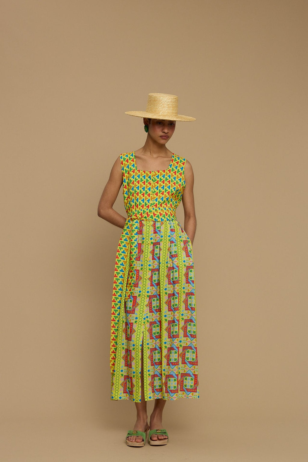 MAXI DRESS SYROS (AMORGOS RECTANGULAR YELLOW PRINT)
