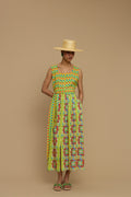 MAXI DRESS SYROS (AMORGOS RECTANGULAR YELLOW PRINT)