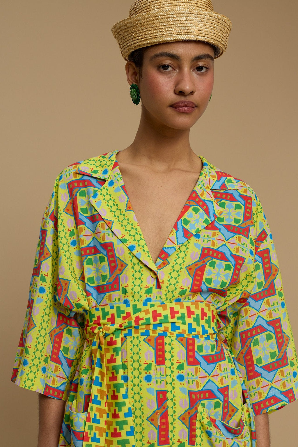 SHIRT KOUFONISI (AMORGOS RECTANGULAR YELLOW PRINT)