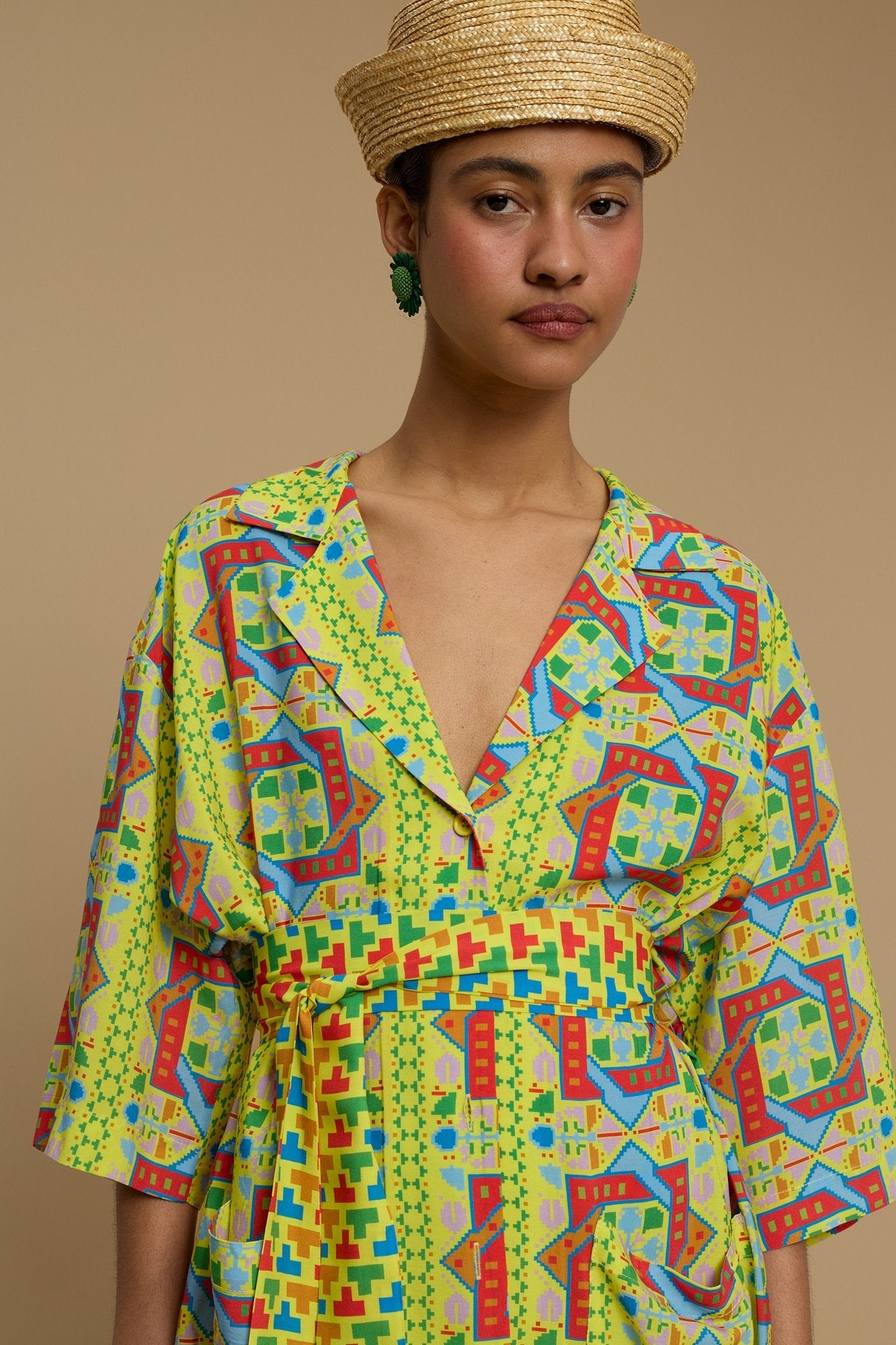 SHIRT KOUFONISI (AMORGOS RECTANGULAR YELLOW PRINT)