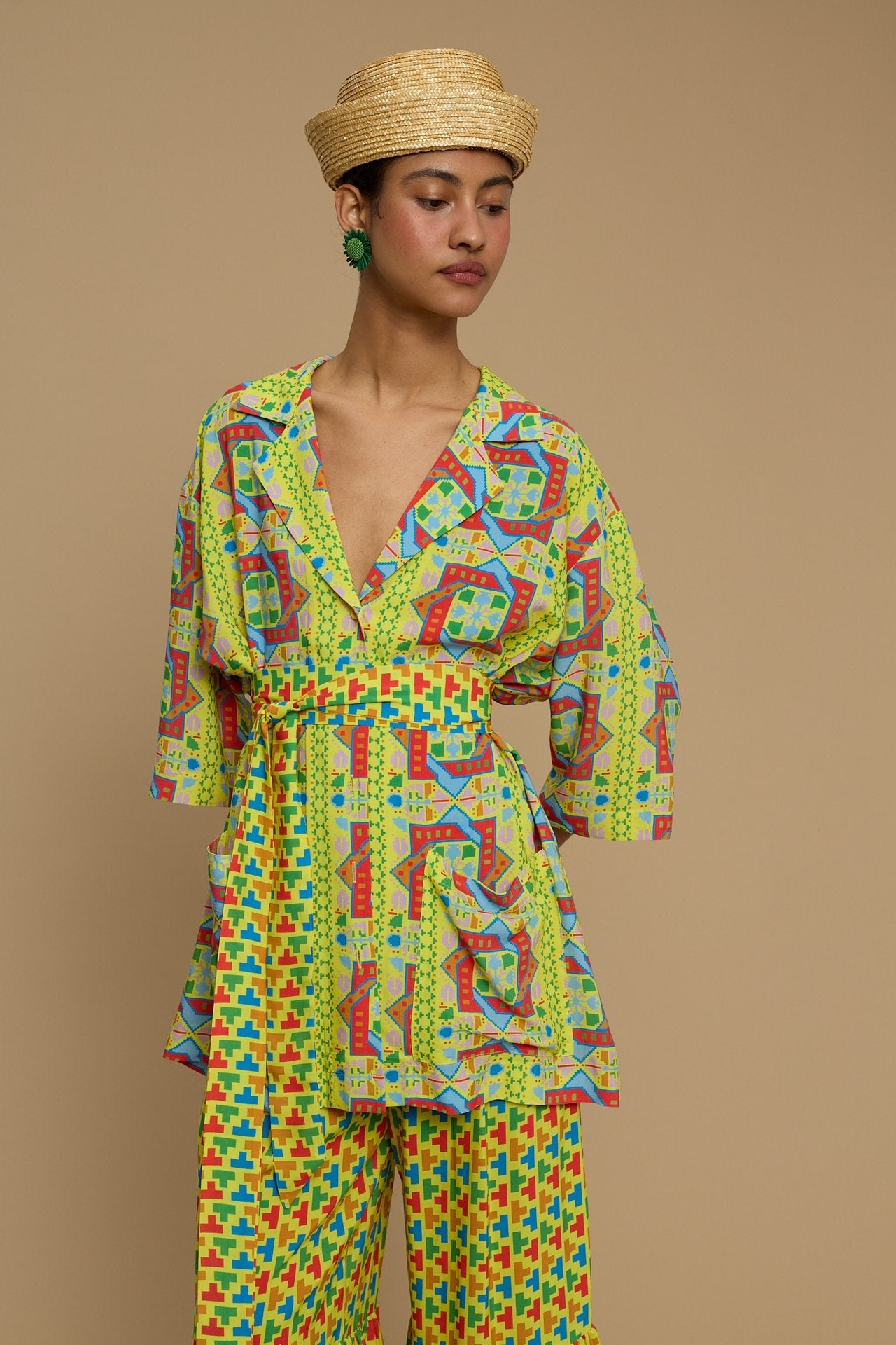 SHIRT KOUFONISI (AMORGOS RECTANGULAR YELLOW PRINT)
